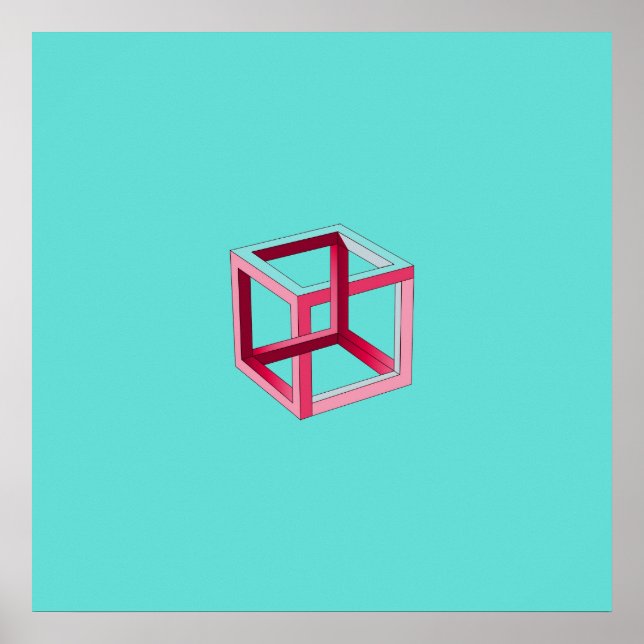 Affiche Cube 3D Art moderne sur Turquoise (Devant)