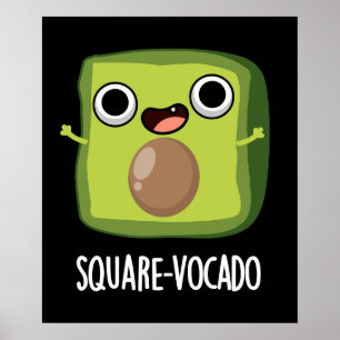 Affiche Cube-avocado Drôle Cube Avocat Pun Fond Sombre