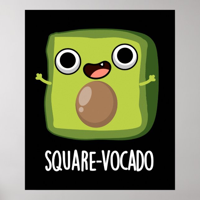 Affiche Cube-avocado Drôle Cube Avocat Pun Fond Sombre (Devant)