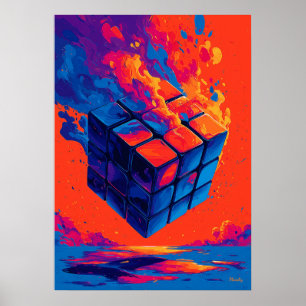 Affiche Cube d'art mural abstrait et coloré