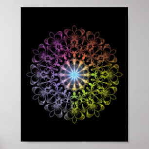 Affiche Cube de géométrie sacrée coloré Yoga spirituel