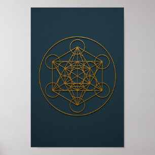Affiche Cube de Metatron Bleu & Bronze
