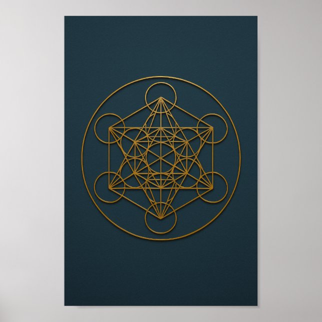Affiche Cube de Metatron Bleu & Bronze (Devant)