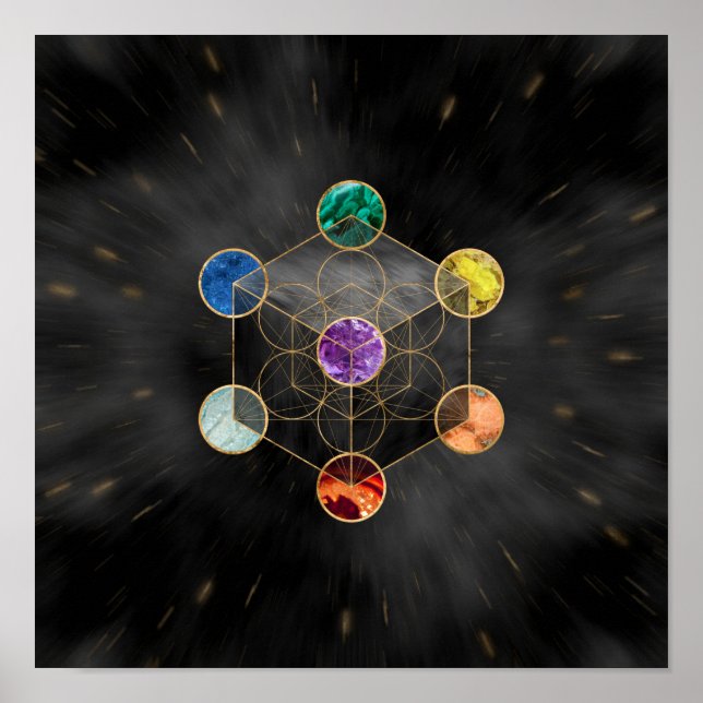 Affiche Cube de Metatron Chakras Géométrie sacrée (Devant)