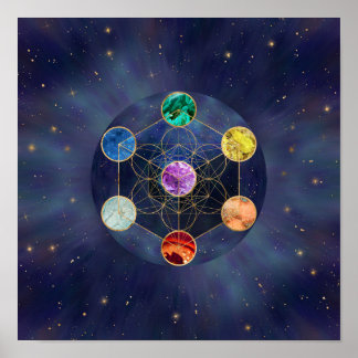 Affiche Cube de Metatron Chakras Géométrie sacrée