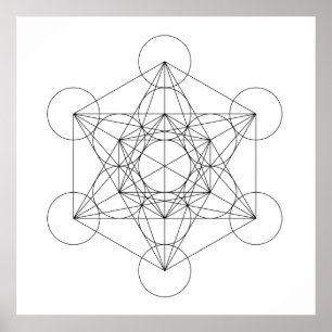 Affiche Cube de Metatron noir et blanc