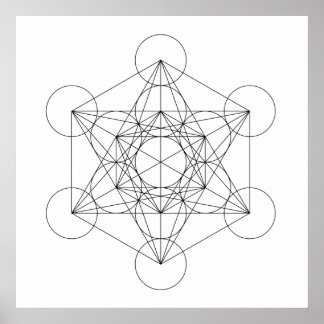 Affiche Cube de Metatron noir et blanc