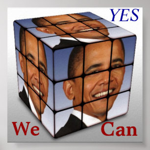 Affiche Cube en Obama de caserne, OUI nous pouvons