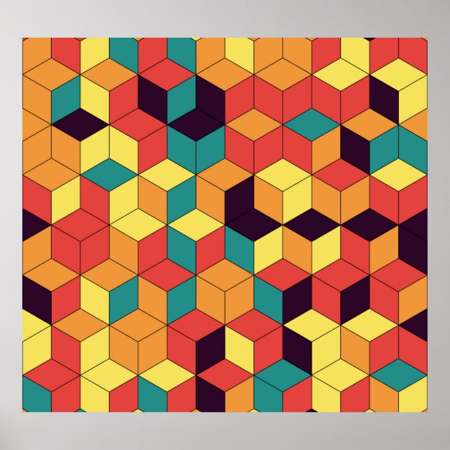 Affiche Cubes géométriques, couleur, sans soudure, motif v (Devant)
