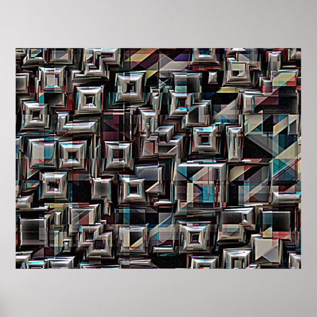 Affiche Cubes géométriques en mouvement (Devant)