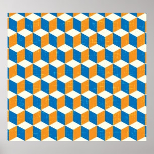 Affiche Cubes isométriques rétro, illusion géométrique