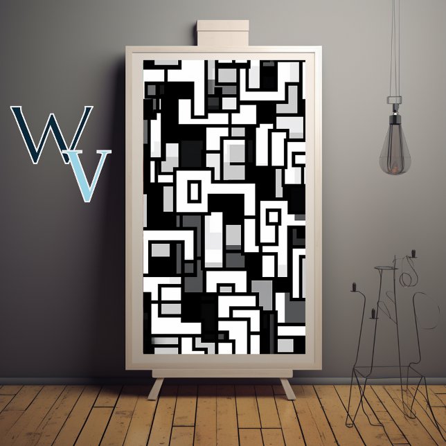 Affiche Cubisme Art noir et blanc (Créateur téléchargé)