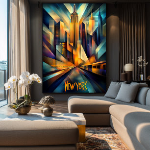 Affiche Cubisme dynamique de New York - Skyline géométriqu