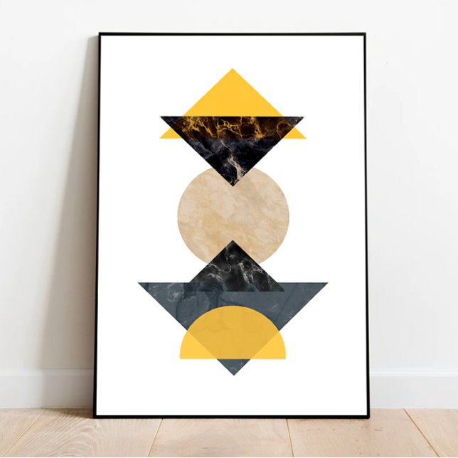 Affiche Cubisme géométrique Jaune et Noir, Art moderne (Créateur téléchargé)