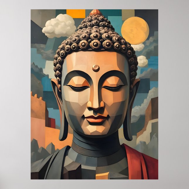 Affiche Cubisme surréaliste Abstrait | Bouddha Gautama (Devant)