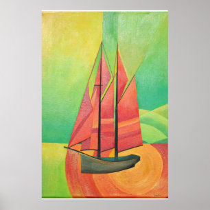 Affiche Cubist bateau à voile Abstrait Art géométrique
