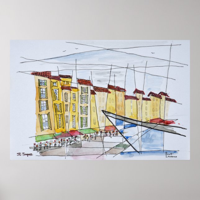 Affiche Cubiste Abstrait | Saint-Tropez, Riviera française (Devant)