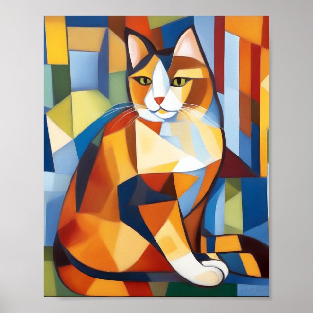 Affiche Cubiste Abstraite Calico Cat (Devant)
