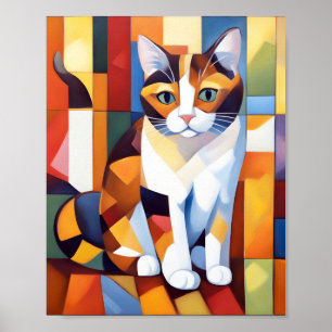 Affiche Cubiste Calico Cat Art
