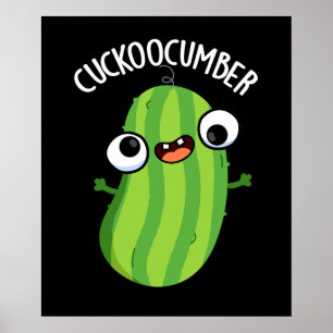 Affiche Cuckoocumber Funny Veggie Cucumber Pun Dark BG