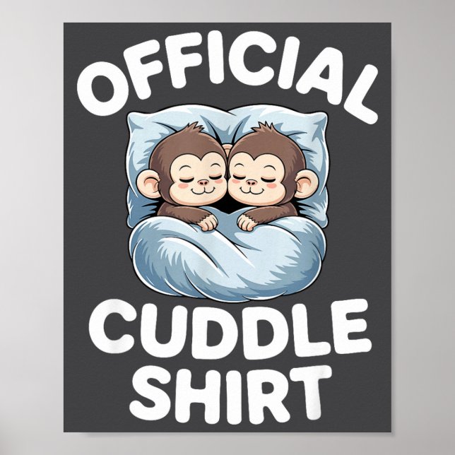 Affiche Cuddle Shirt Cute Sleepy Monkey Couple  (Devant)