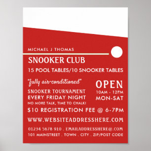 Affiche Cue Ball, Pool Club, Snooker Club Publicité