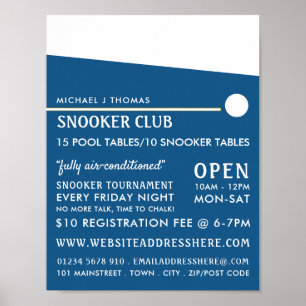 Affiche Cue Ball, Pool Club, Snooker Club Publicité