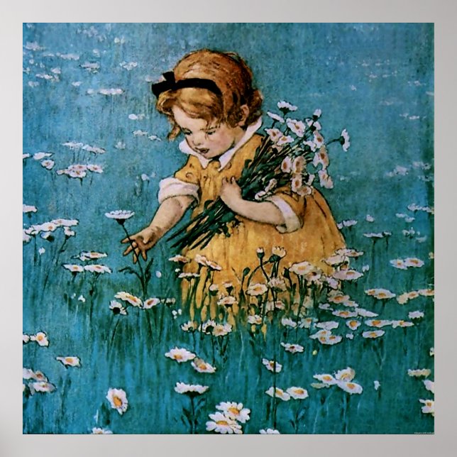 Affiche Cueillette de marguerites par Jessie Willcox Smith (Devant)