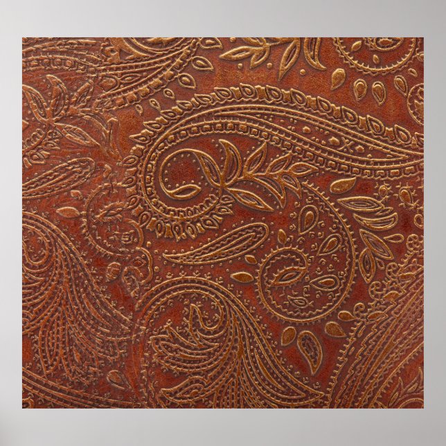 Affiche Cuir Brown, motifs floraux à outils. (Devant)