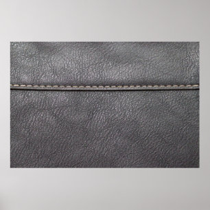 Affiche Cuir noir cousu avec couture blanche