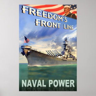 Affiche Cuirassé BB63 Missouri Classe Iowa Puissance Naval