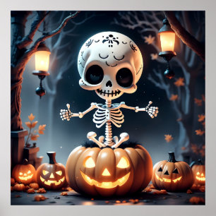 Affiche Cuire Sugar Skull Squelette et Citrouille