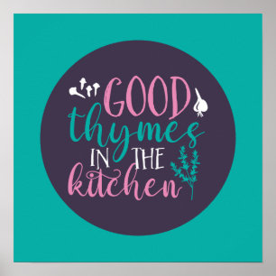 Affiche Cuisine amusante Bonne Thymes dans la cuisine Retr