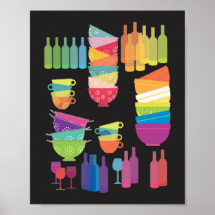 Affiche Cuisine Arc-en-Ciel Moderne Milieu de Siècle Noir 