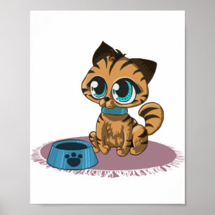Affiche CUISINE Brown AUX YEUX BLEUS SUR UN PURPLE MAT