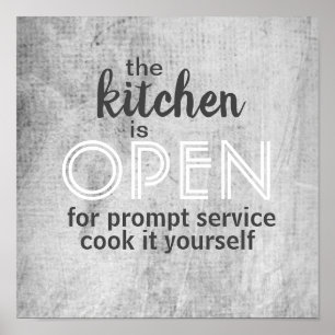 Affiche cuisine citation humoristique mur art sur gris