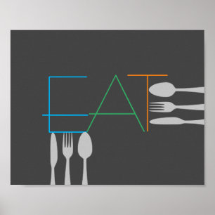 Affiche cuisine citation mot art moderne manger