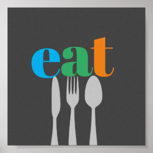 Affiche cuisine citation mot art moderne manger