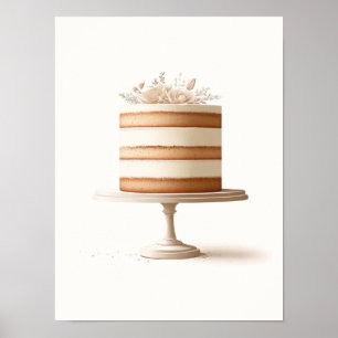 Affiche Cuisine de boulangerie de gâteau floral blanc de c