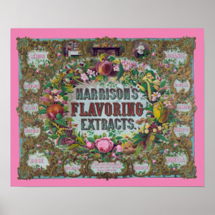 Affiche Cuisine de fruits à fleurs victorienne extraits tu