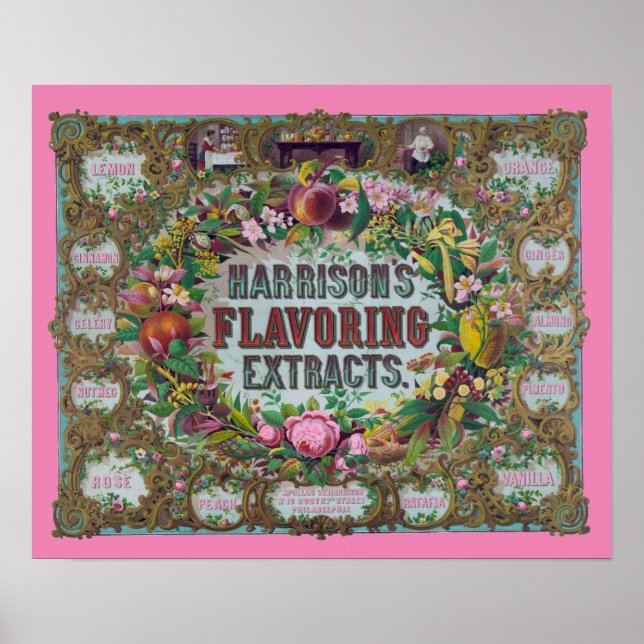 Affiche Cuisine de fruits à fleurs victorienne extraits tu (Devant)