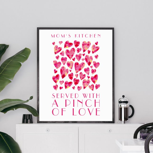 Affiche Cuisine de maman Pink Love Coeur Citation Art (Créateur téléchargé)