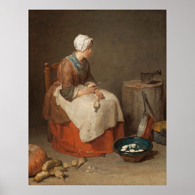 Affiche Cuisine domestique - Jean-Siméon Chardin Beaux-Art (Devant)