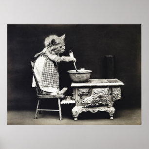 Affiche Cuisine et Cuisine Vintage Funny Kitten