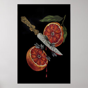 Affiche Cuisine gothique épée poignard et orange sanguine