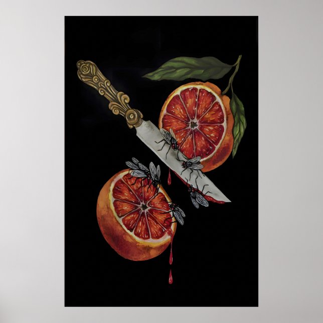 Affiche Cuisine gothique épée poignard et orange sanguine (Devant)