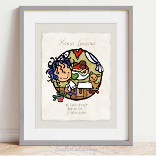 Affiche Cuisine italienne fantaisiste - Fille et chien aux