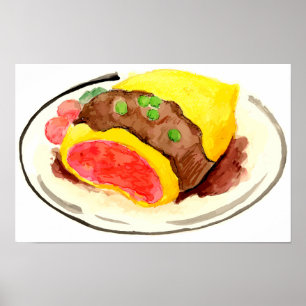Affiche Cuisine japonaise. Riz à l'omelette.