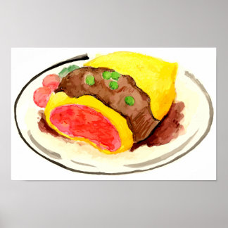 Affiche Cuisine japonaise. Riz à l'omelette.