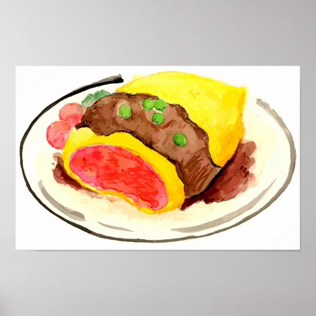 Affiche Cuisine japonaise. Riz à l'omelette. (Devant)